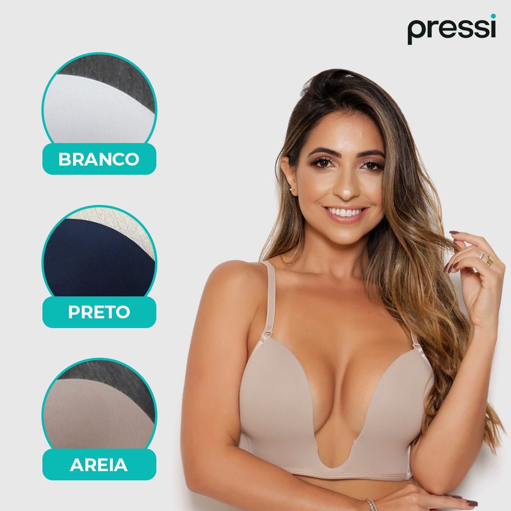 Sutiã Para Decote Profundo e Efeito Push Up--Pressi-Branco-P-